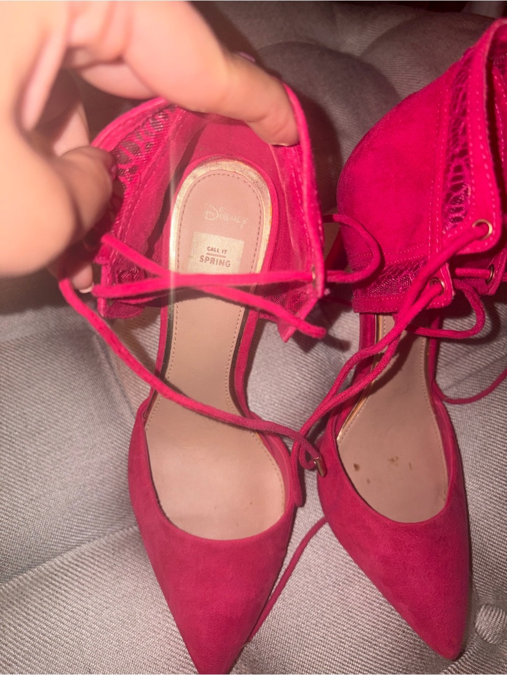 Limited edition- Call It Spring Women's Fuchsia Lace-Up Pointed Toe Heels